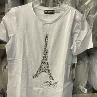 [S] KARL LAGERFELD JEWELED EIFFEL TOWER LOGO TEE,WHITE, L5WHM087-WHT (SKL1287)
