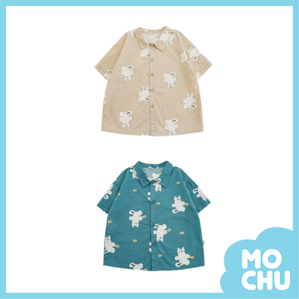 胖貓抓魚短袖襯衫(二色)