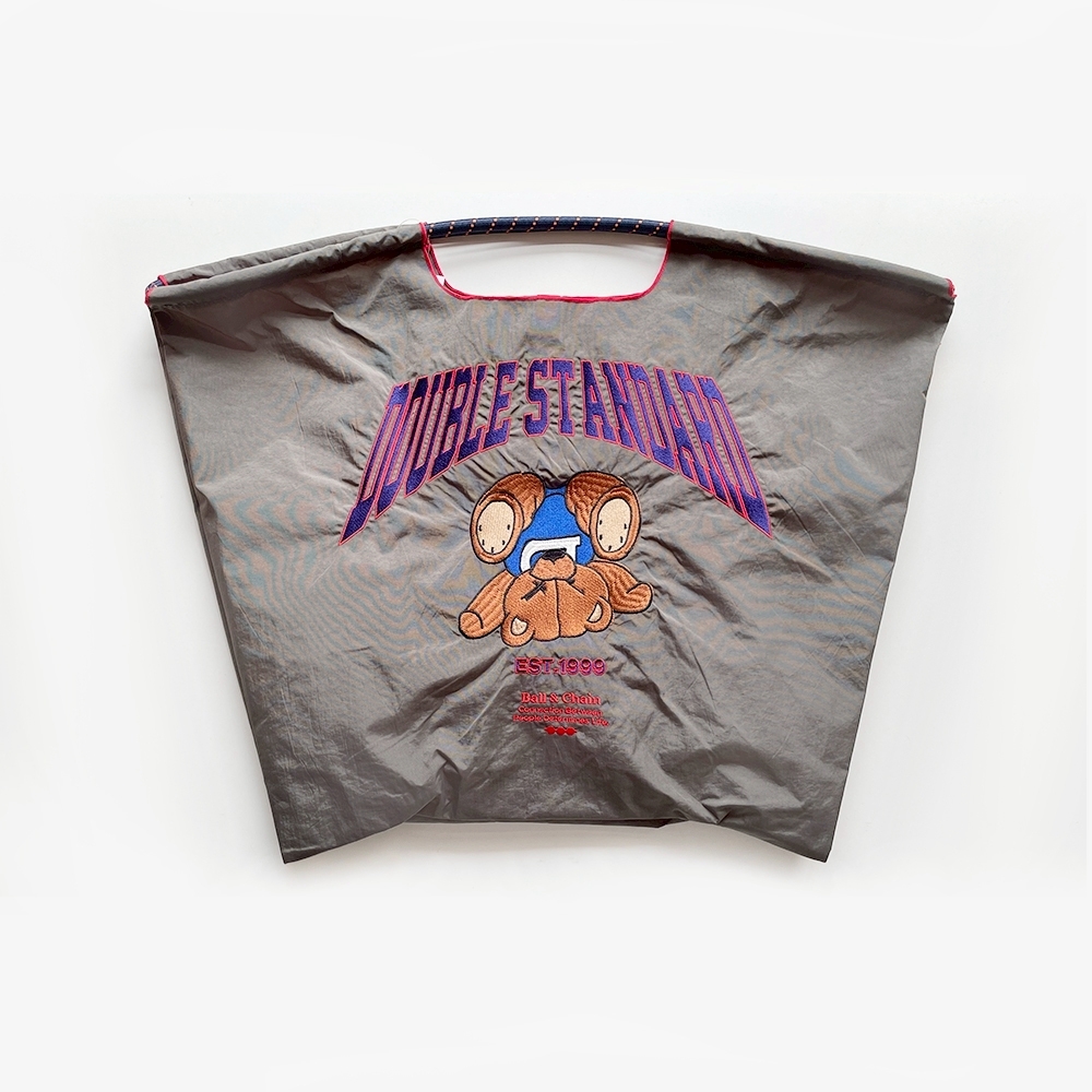 Ball＆Chain 刺繡環保購物袋 L號 - 灰 (040000824361)