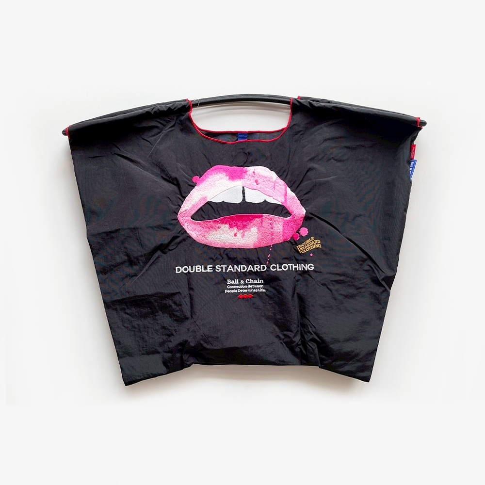 Ball＆Chain 刺繡環保購物袋 L號 - 黑 (040000023301)