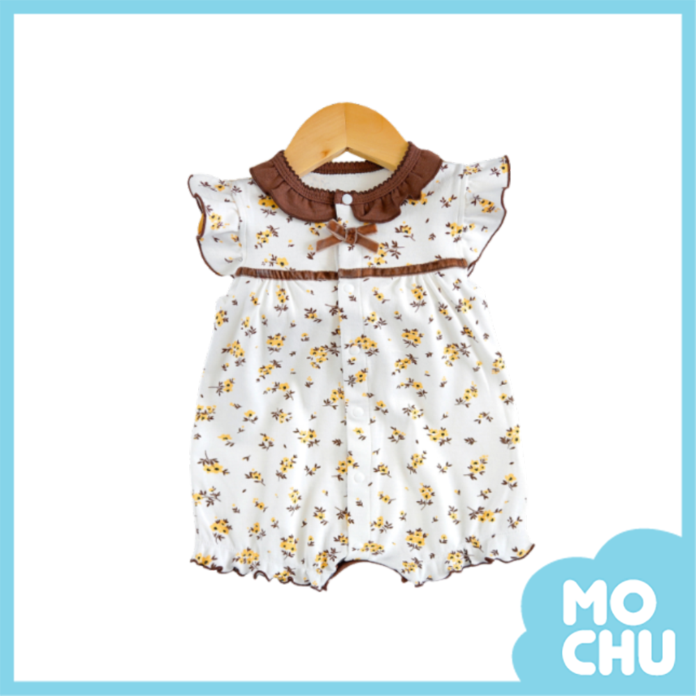 黃碎花短袖包屁衣