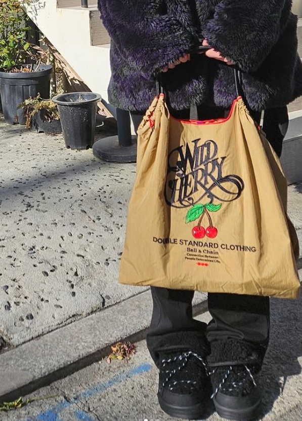 Ball＆Chain 刺繡環保購物袋 L號 - 卡其 (0400003233)