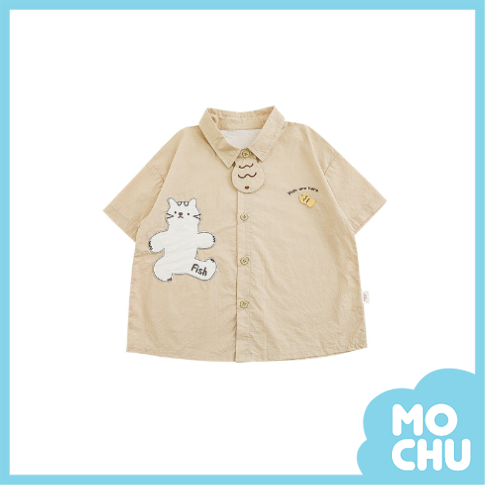 小魚領帶短袖襯衫(二色)