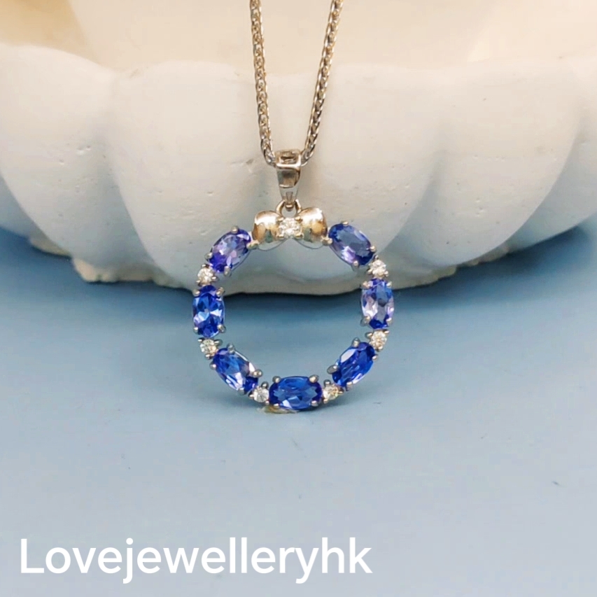 天然坦桑石花環吊咀        GP014