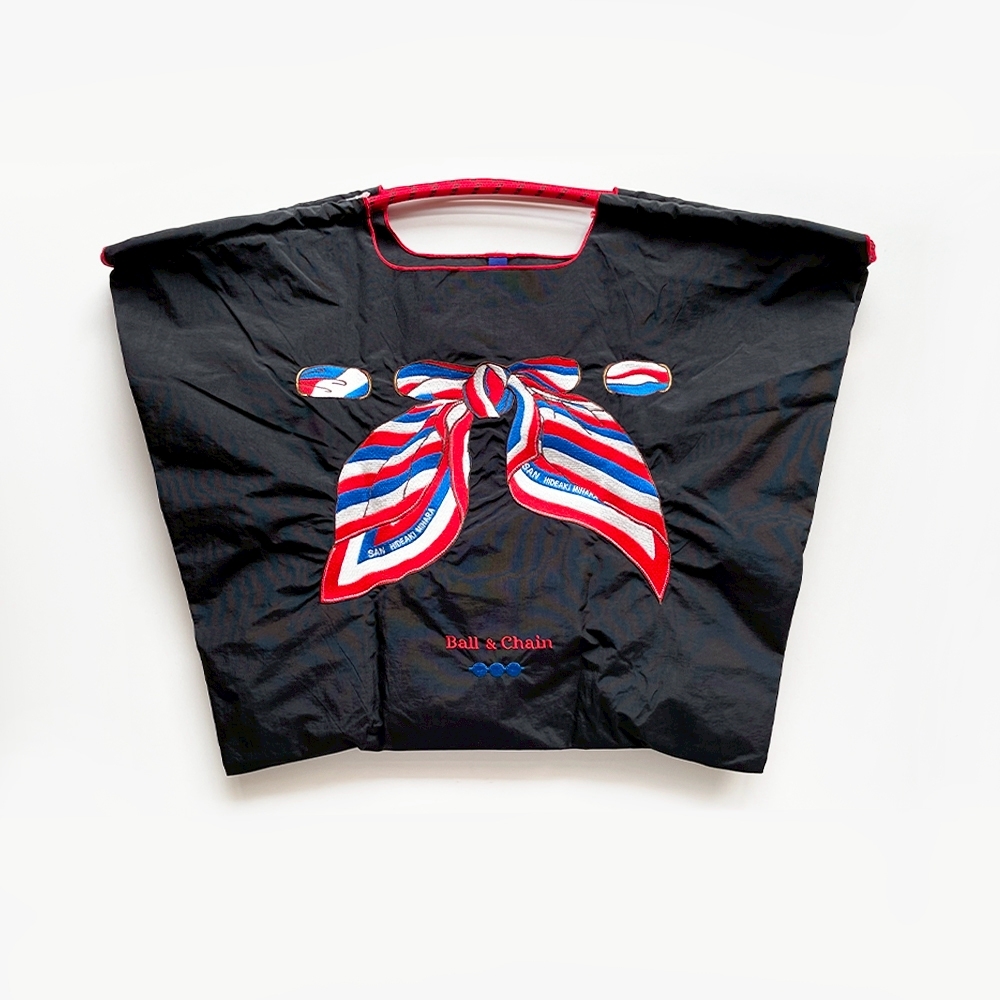 Ball＆Chain 刺繡環保購物袋 L號 - 黑 (33310201)
