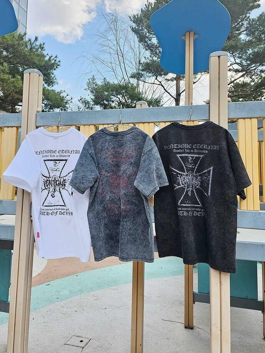 洗水英文字圖案短袖Tee VENTIQUE-051T