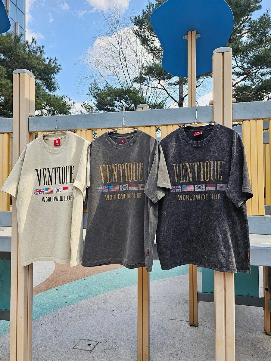 洗水英文字圖案短袖Tee VENTIQUE-052T