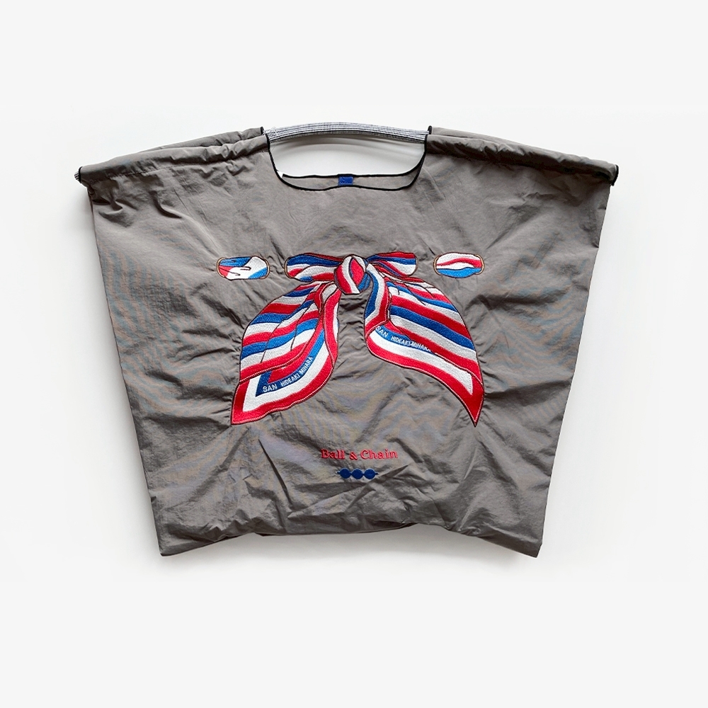 Ball＆Chain 刺繡環保購物袋 L號 - 灰 (33310261)