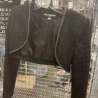[S] KARL LAGERFELD BLACK/SILVER TWEED JACKET SET, LD4HTF06-BSV (SKL1291)