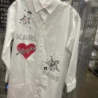 [S] KARL LAGERFELD WHITE KARL ROCKSTAR SHIRT DRESS, L4TB9921-WHT (SKL1293)