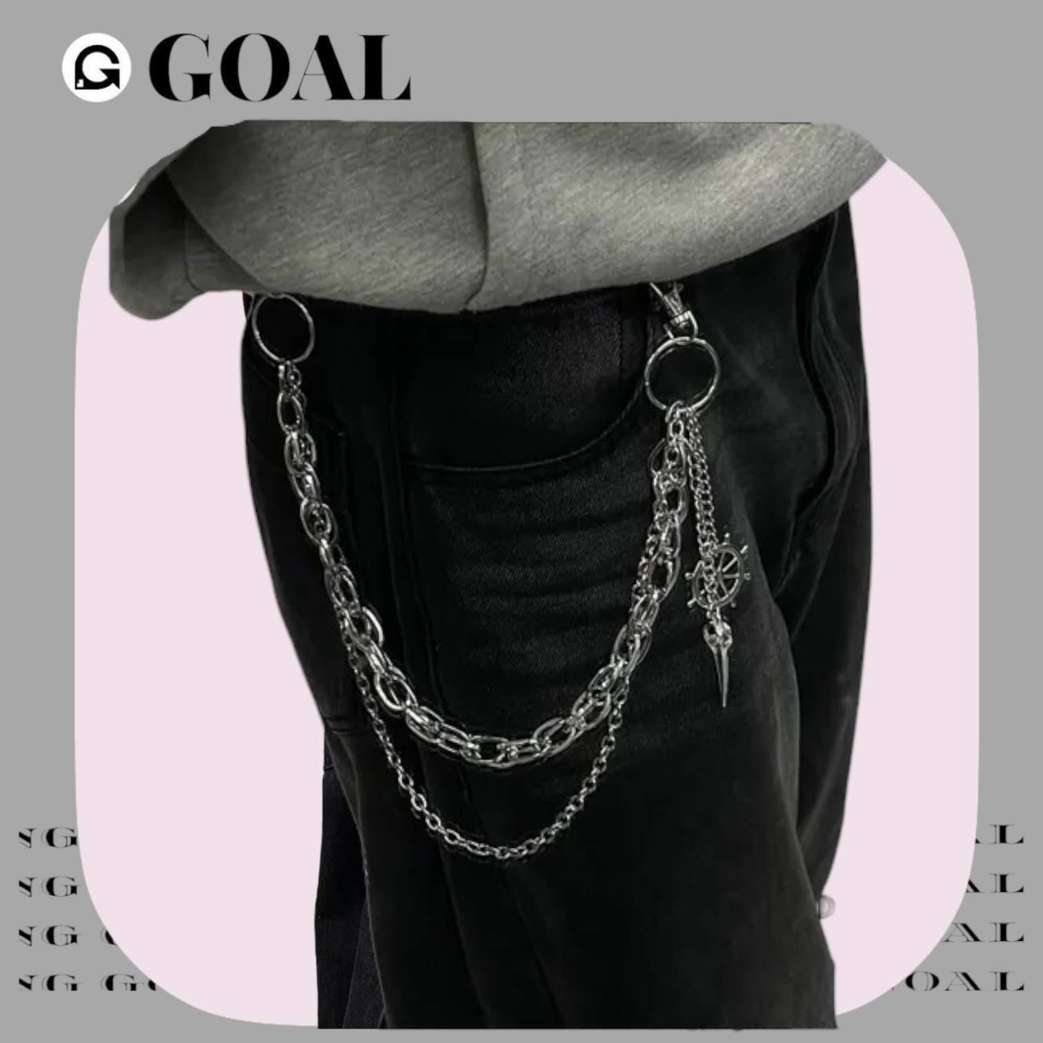 (GOAL) 海盜 船舵 尖嘴 雙層金屬褲鍊