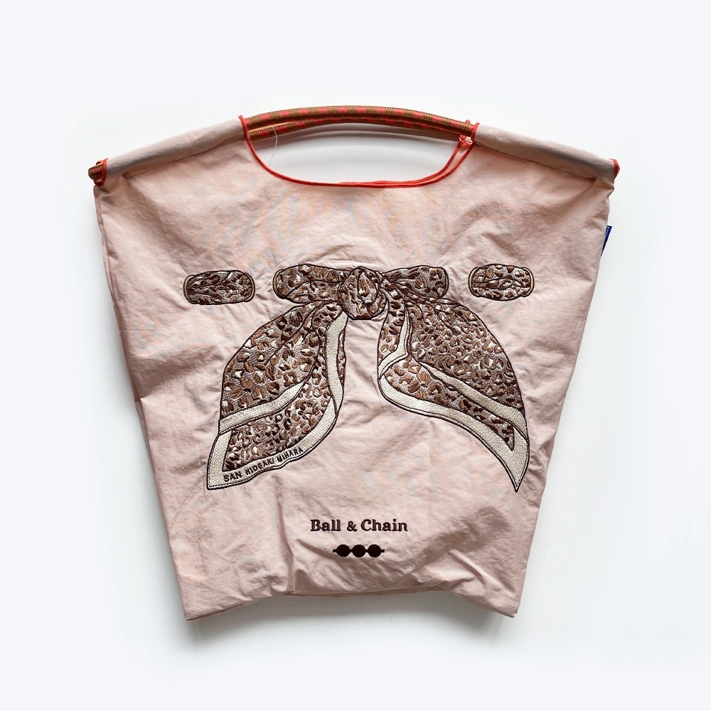 Ball＆Chain 刺繡環保購物袋 M號 - 淺卡其 (33300359)