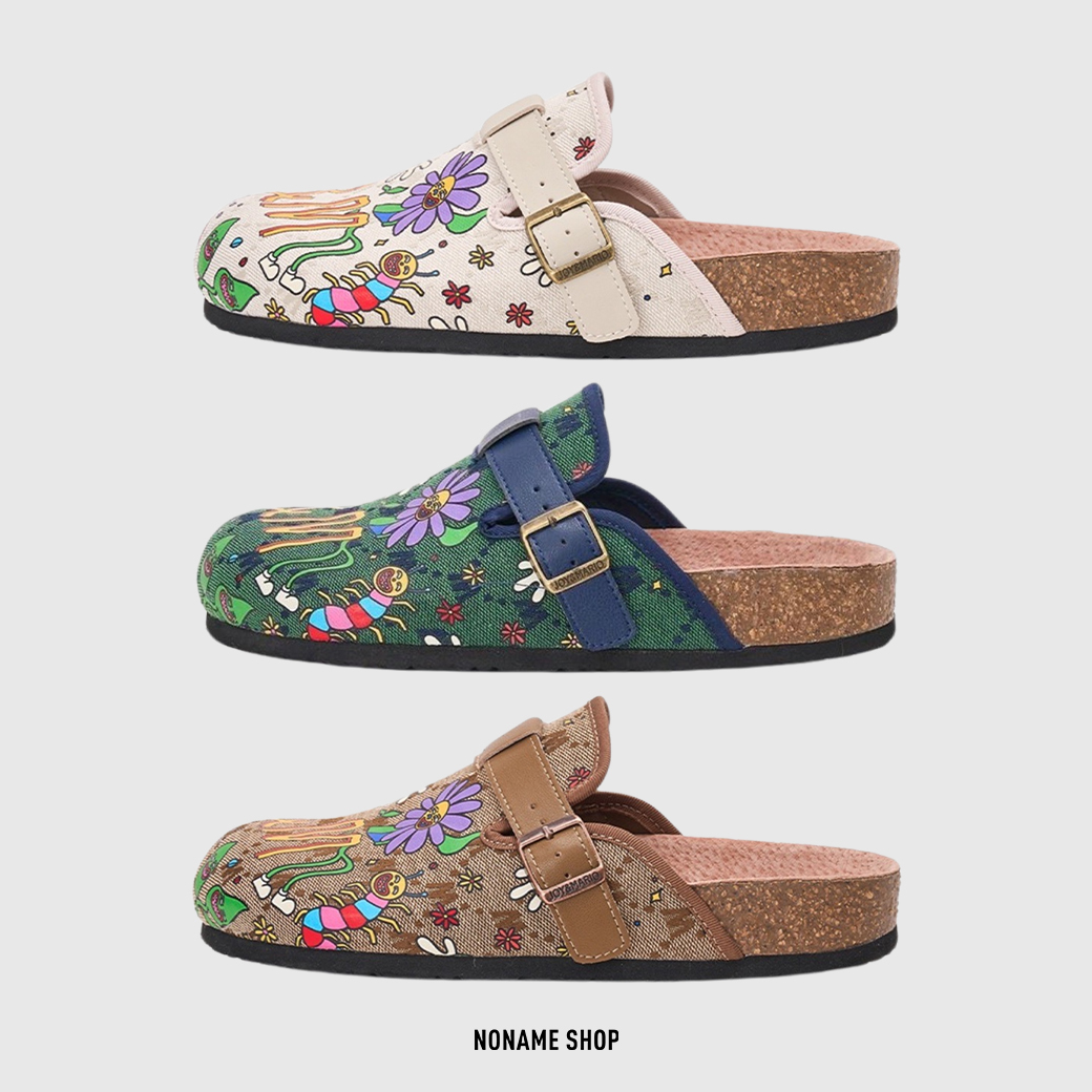 JOY & MARIO 藝術家聯名 印花 夏日 彩繪 勃肯鞋 軟木底 拖鞋 三色 (女款)
