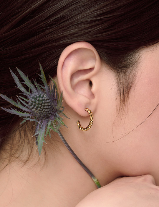 【鈦鋼】質感麻花圈圈耳環