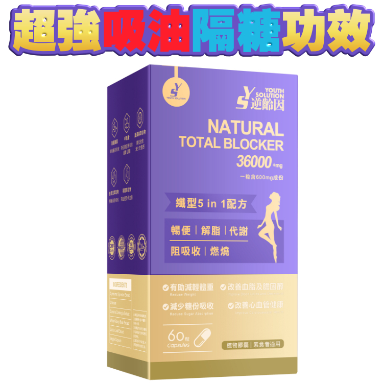 【直播實驗實證】超強吸油隔糖功效！Total Blocker 5合1瘦身配方（60粒）