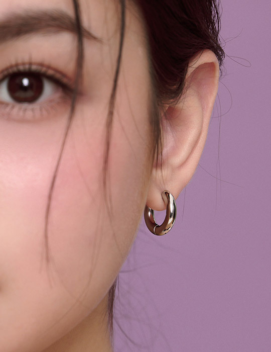 【鈦鋼】簡約O型圈圈耳環(銀)