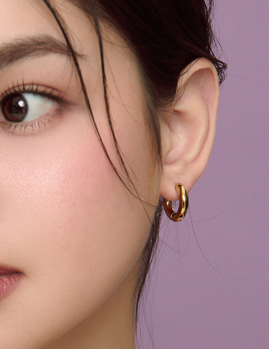 【鈦鋼】簡約O型圈圈耳環(金)