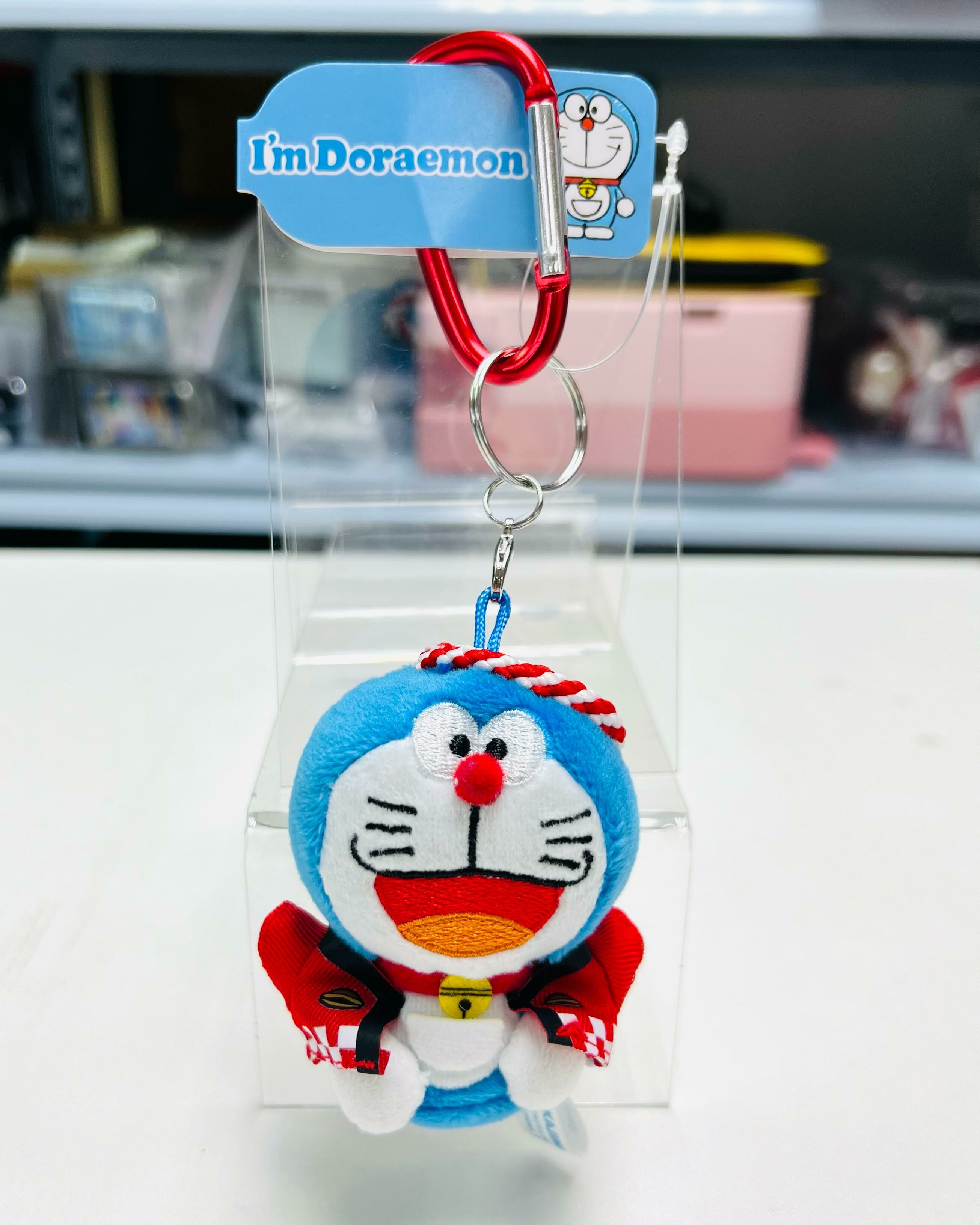 Doraemon Happy Carabiner Mascot Plush Keychain
