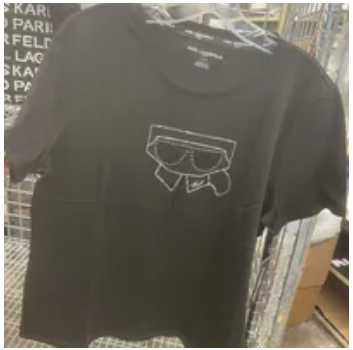 [S] KARL LAGERFELD BLACK SEQUIN KARL HEAD TEE, L4WHD078-BLK (SKL1295)