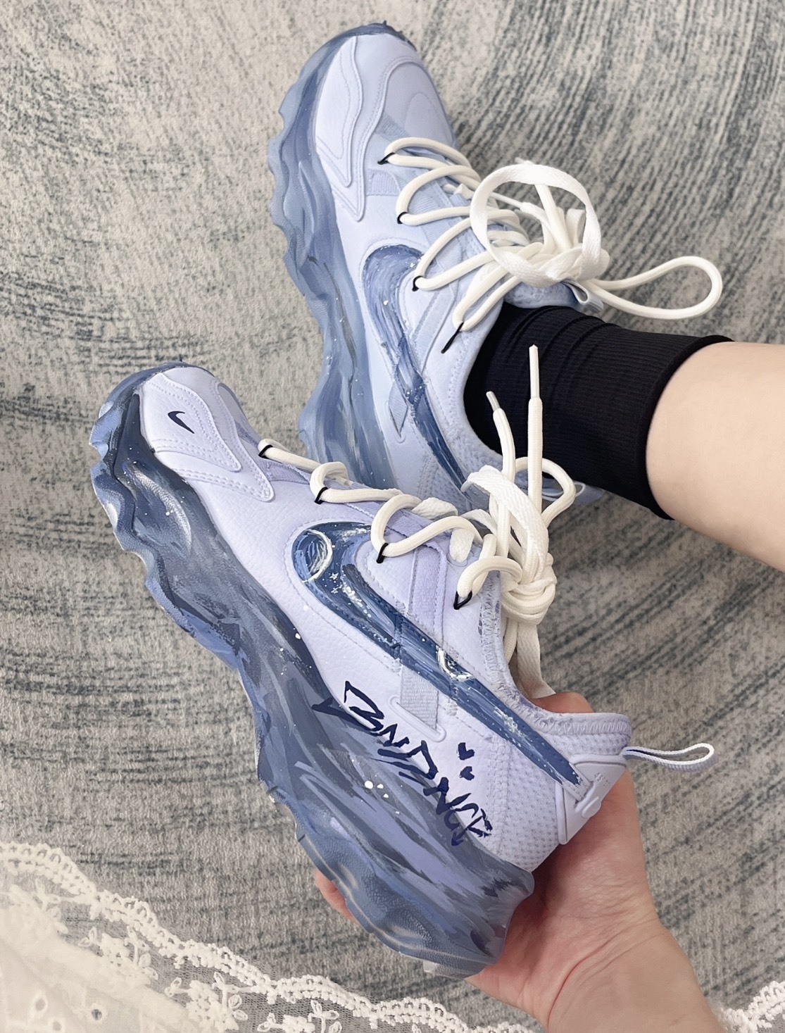 【訂製鞋款】Nike TC 7900 紫色宇宙星系塗鴉風 紫色星球 紫白 休閒鞋 DD9680100