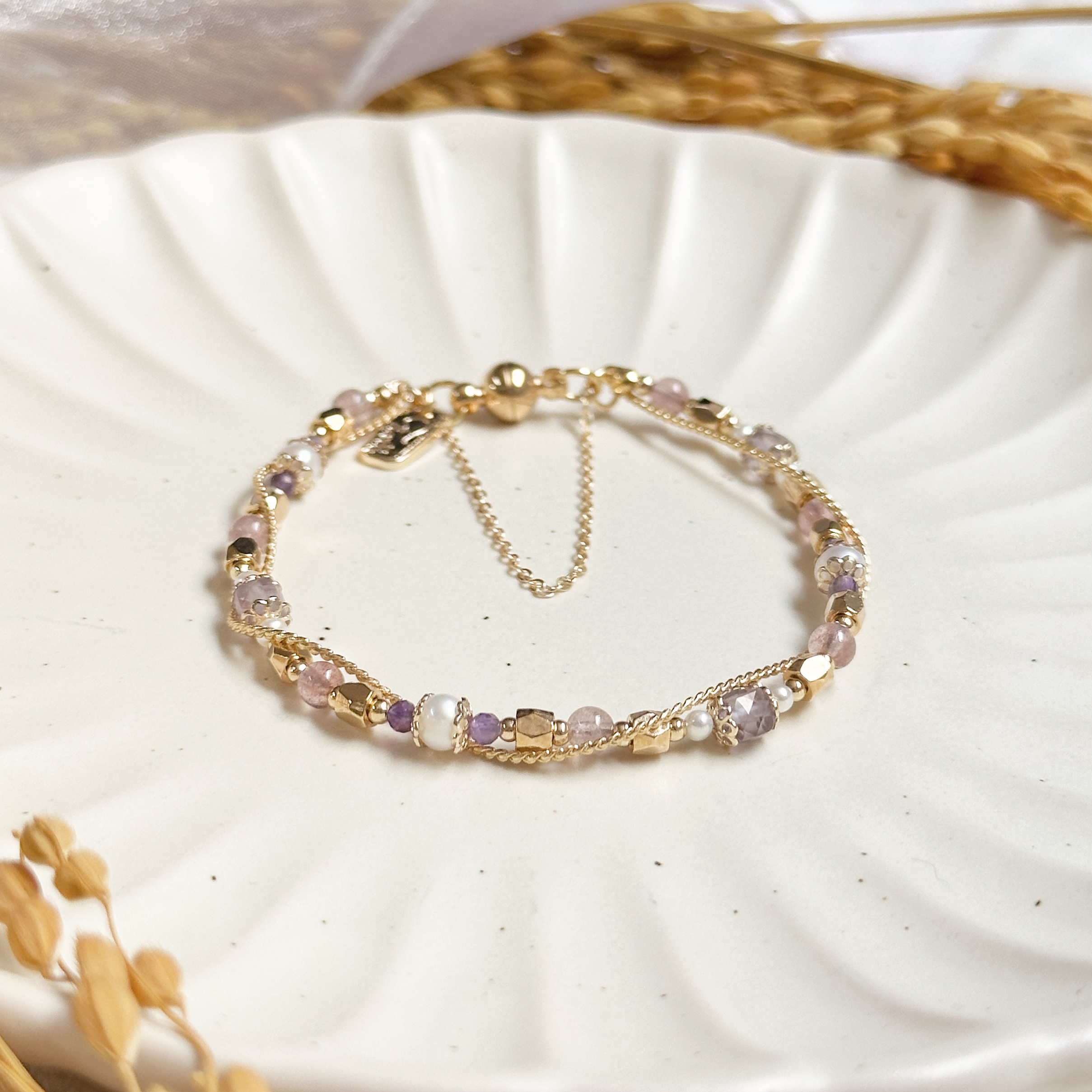 生日花 · 拾月拾貳 · 紫苑 – 草莓紫水晶 – 手鍊