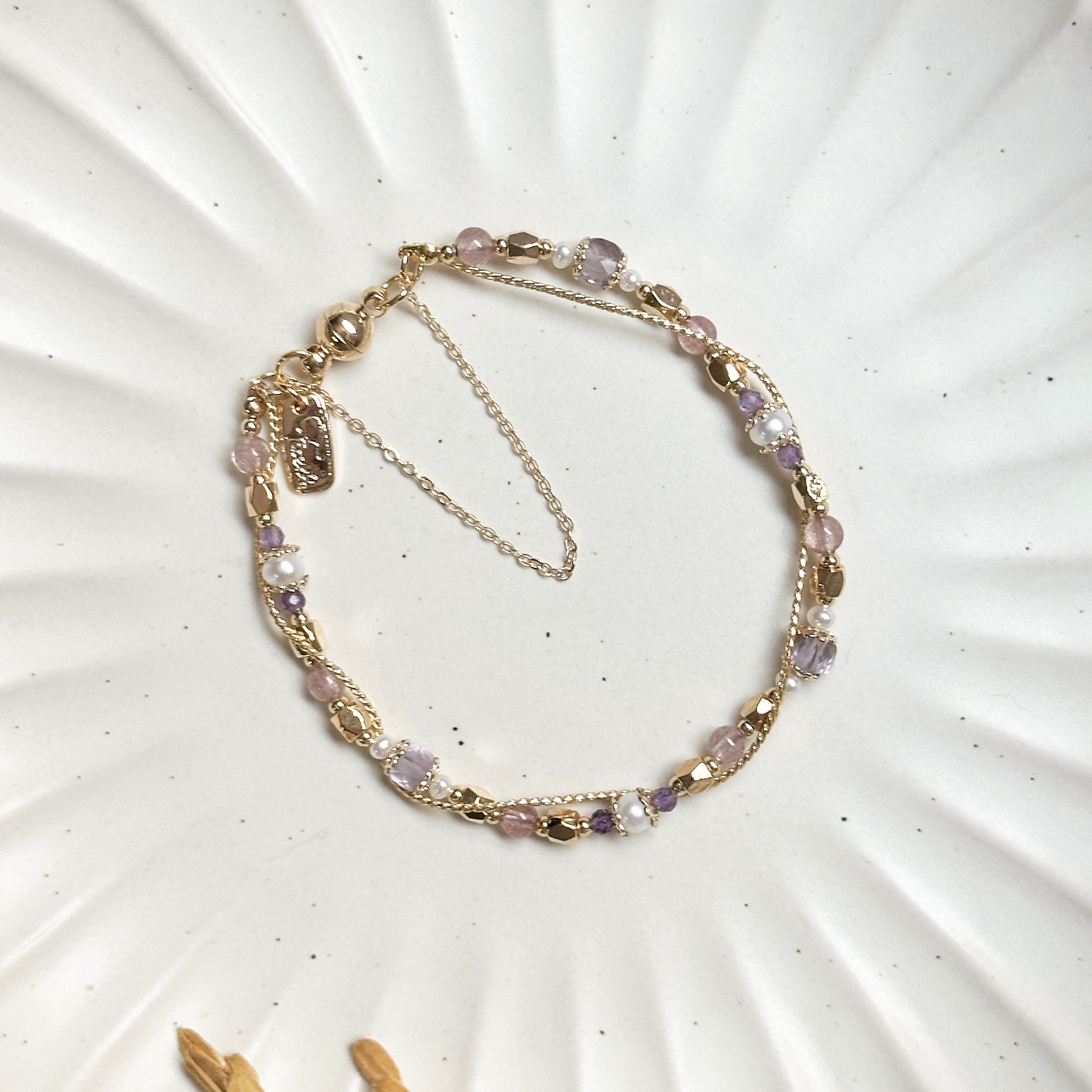 生日花 · 拾月拾貳 · 紫苑 – 草莓紫水晶 – 手鍊