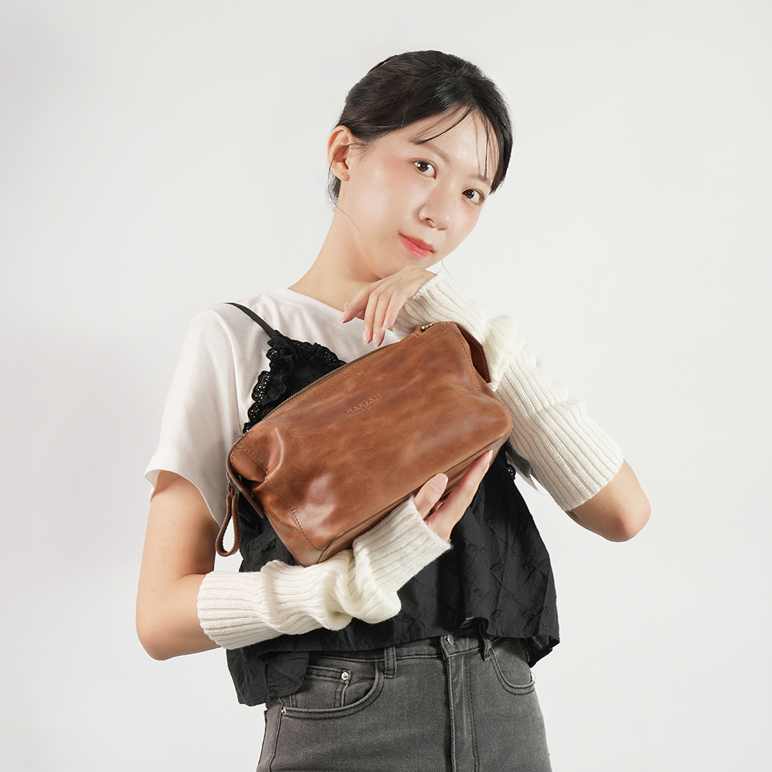 極簡風雙耳扣式真皮方包-四色(5502)