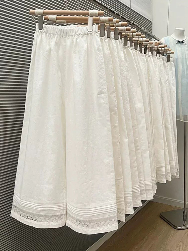 純潔無瑕褲腳蕾絲造型寬褲-實拍現貨剩1