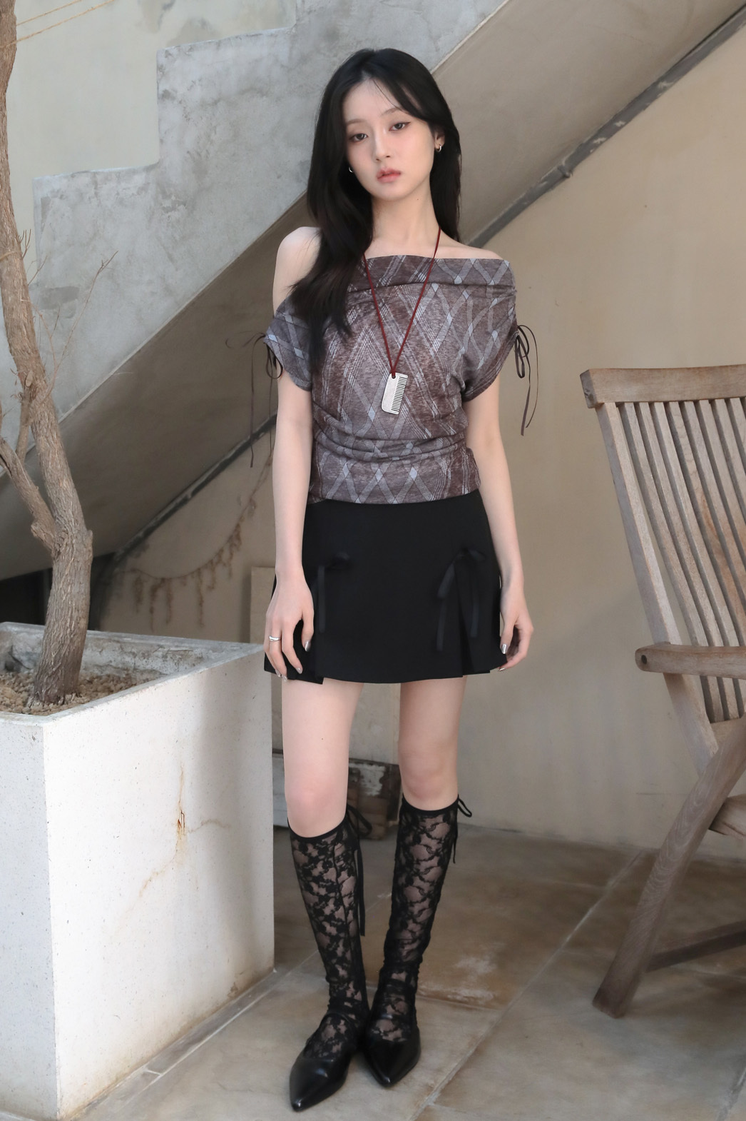 Medin Ribbon Mini Skirt #短裙