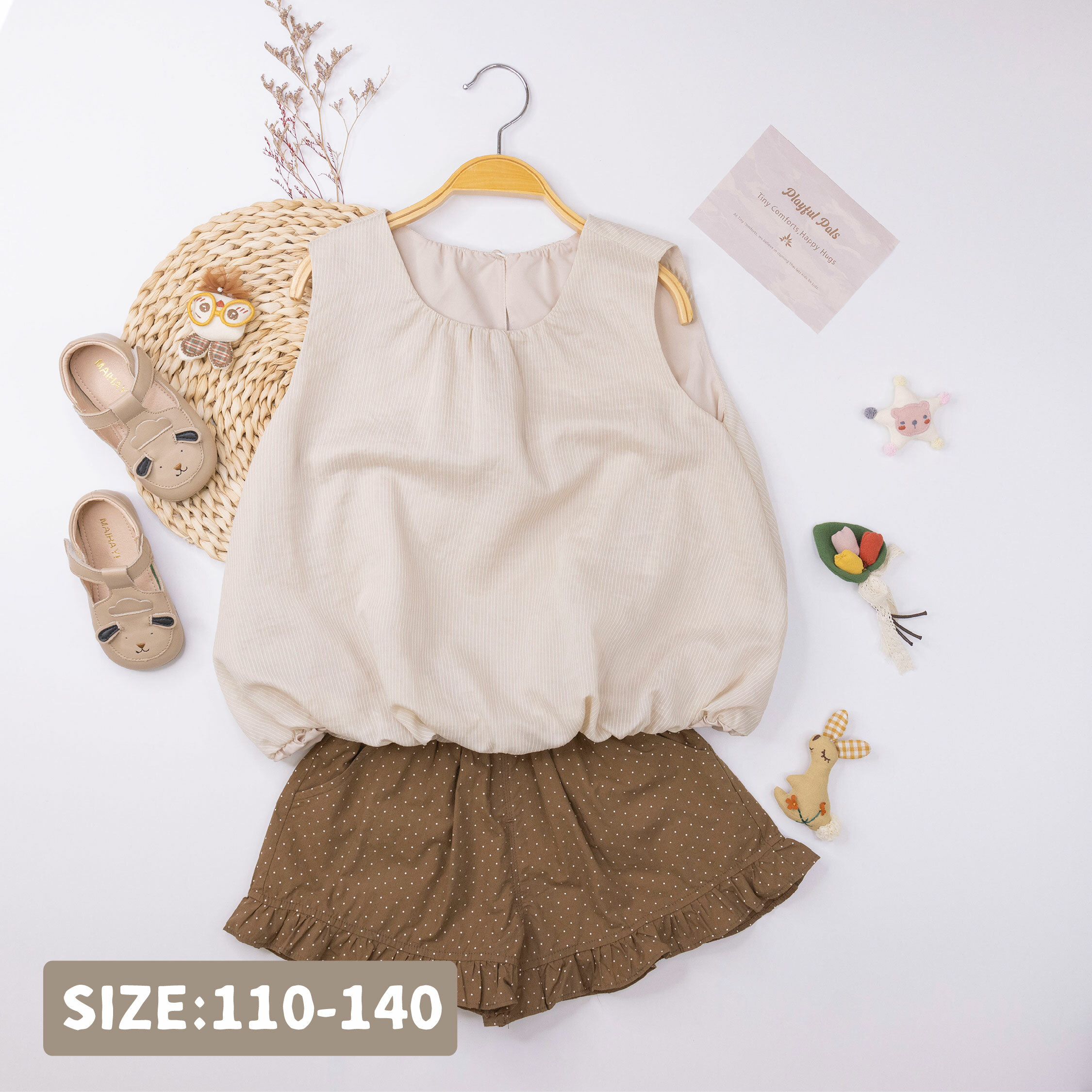 【H50129】簡約條紋鬆緊設計背心/上衣