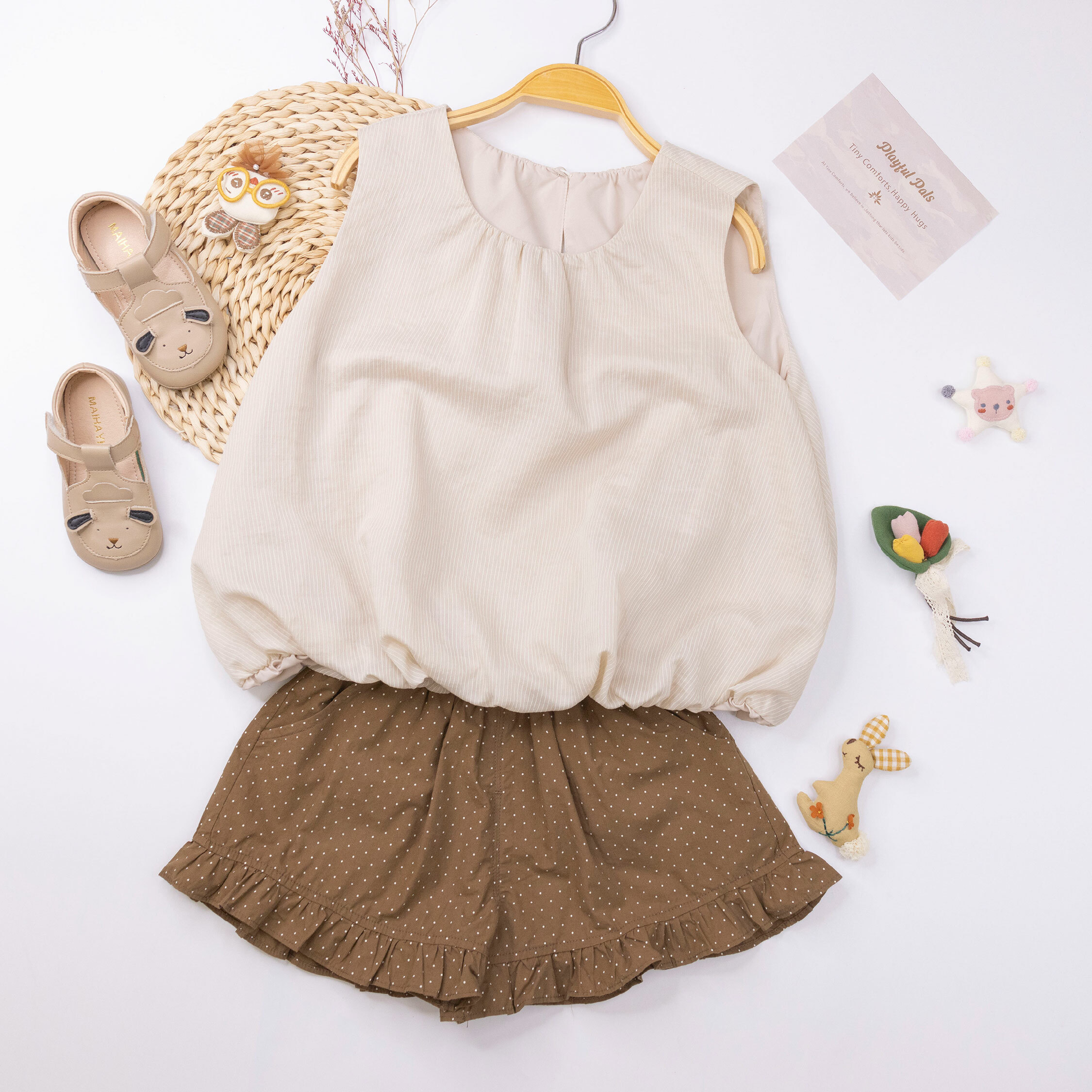 【H50129】簡約條紋鬆緊設計背心/上衣