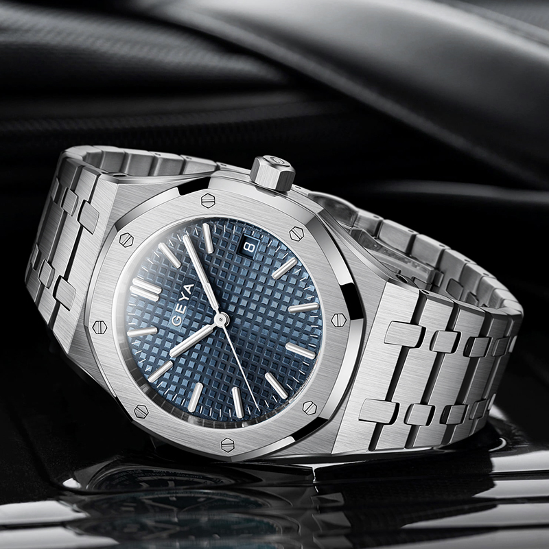 【GEYA格雅】G78083GWB 鏤空錶蓋 21顆寶石軸承 日期顯示 夜光指針刻度 機械 鋼錶