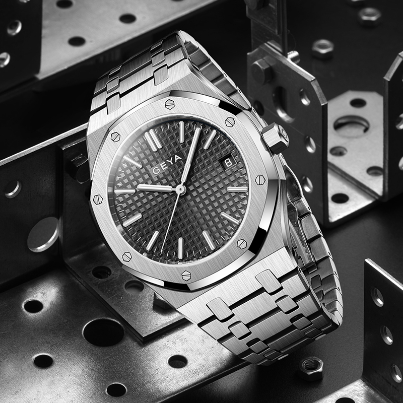 【GEYA格雅】G78083GWB 鏤空錶蓋 21顆寶石軸承 日期顯示 夜光指針刻度 機械 鋼錶