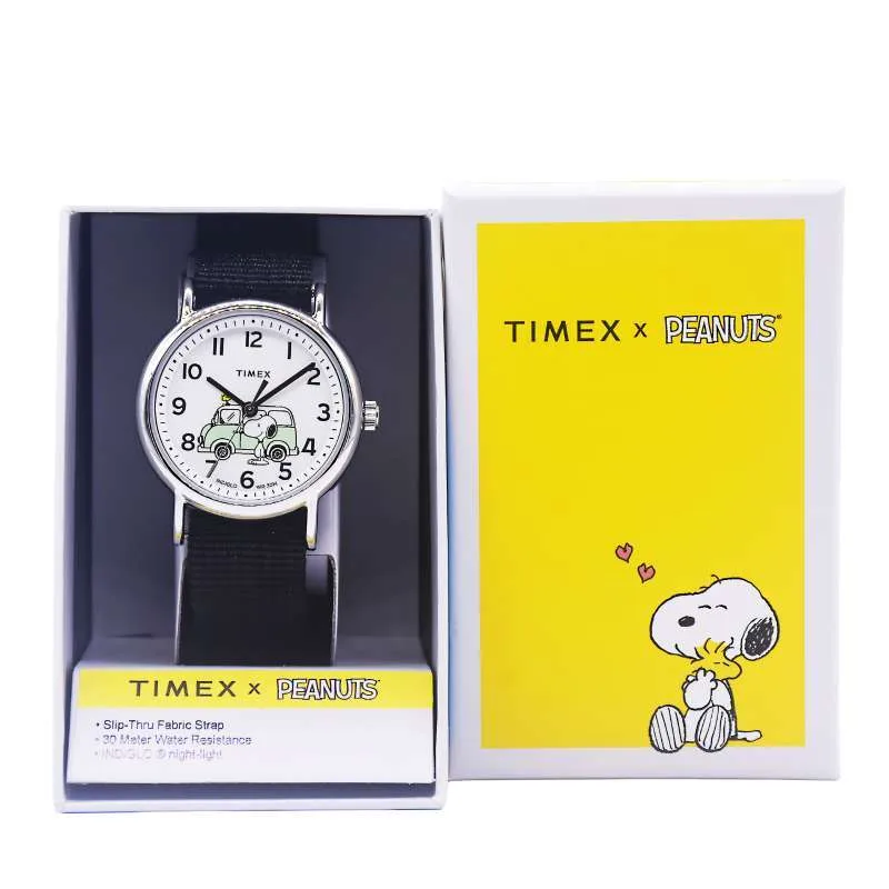 萬年鐘錶 - Timex x Peanuts® 天美時  Snoopy 聯名尼龍錶帶手錶 Weekender INDIGLO® 背光 TW2Y11800    錶徑38MM