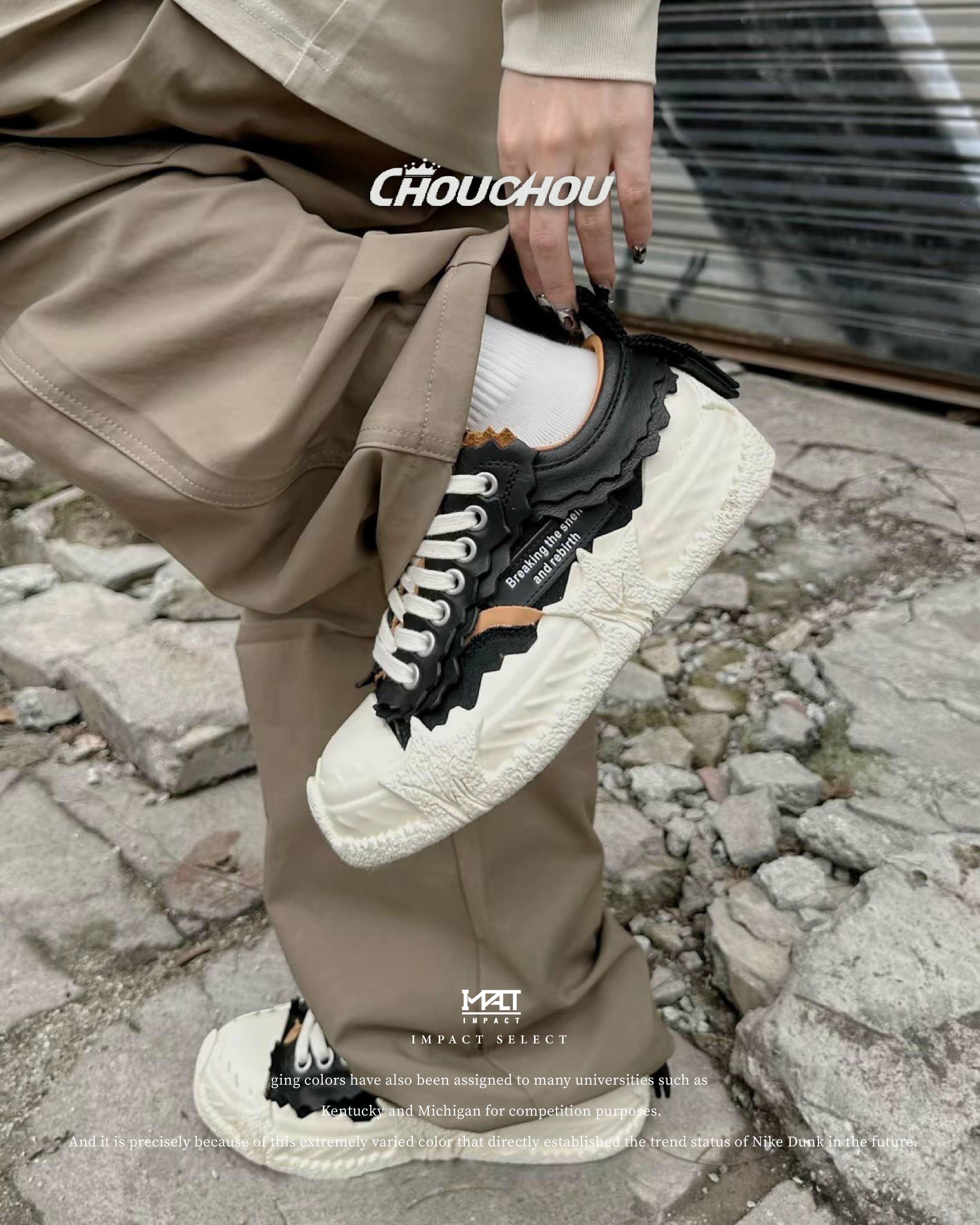 周杰倫 周同學 ChouChou 黑色 白色 破殼鞋 溶解 厚底5cm 帆布 皮革 ZX2310006