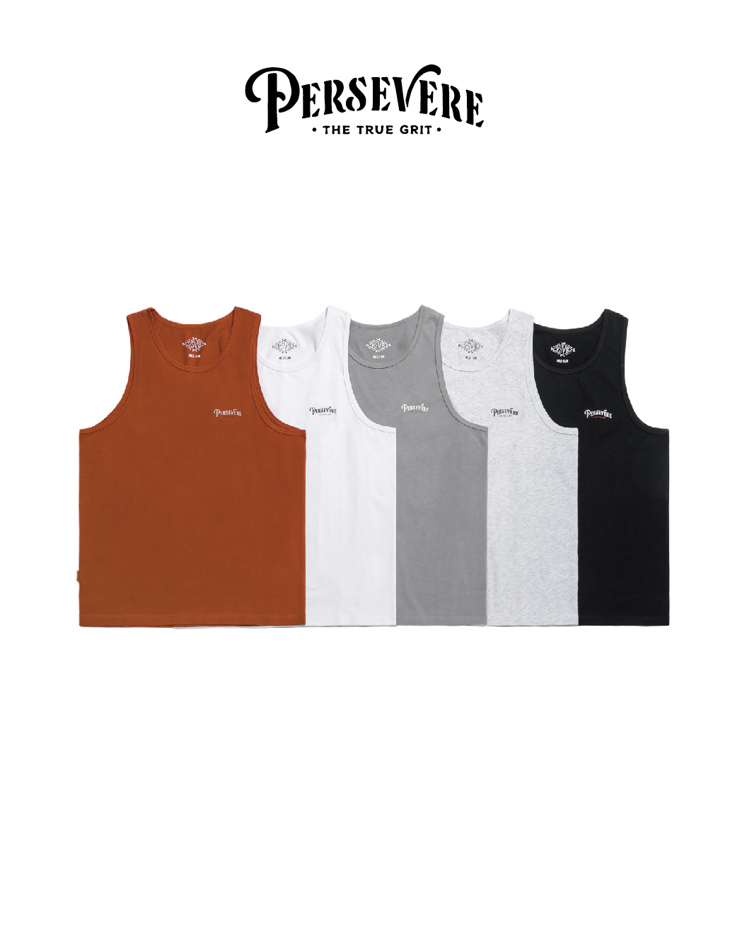 PERSEVERE 品牌經典定番款內搭背心 白/黑/麻花白/暗橘/灰 25 S/S Classic Cotton Tank Top
