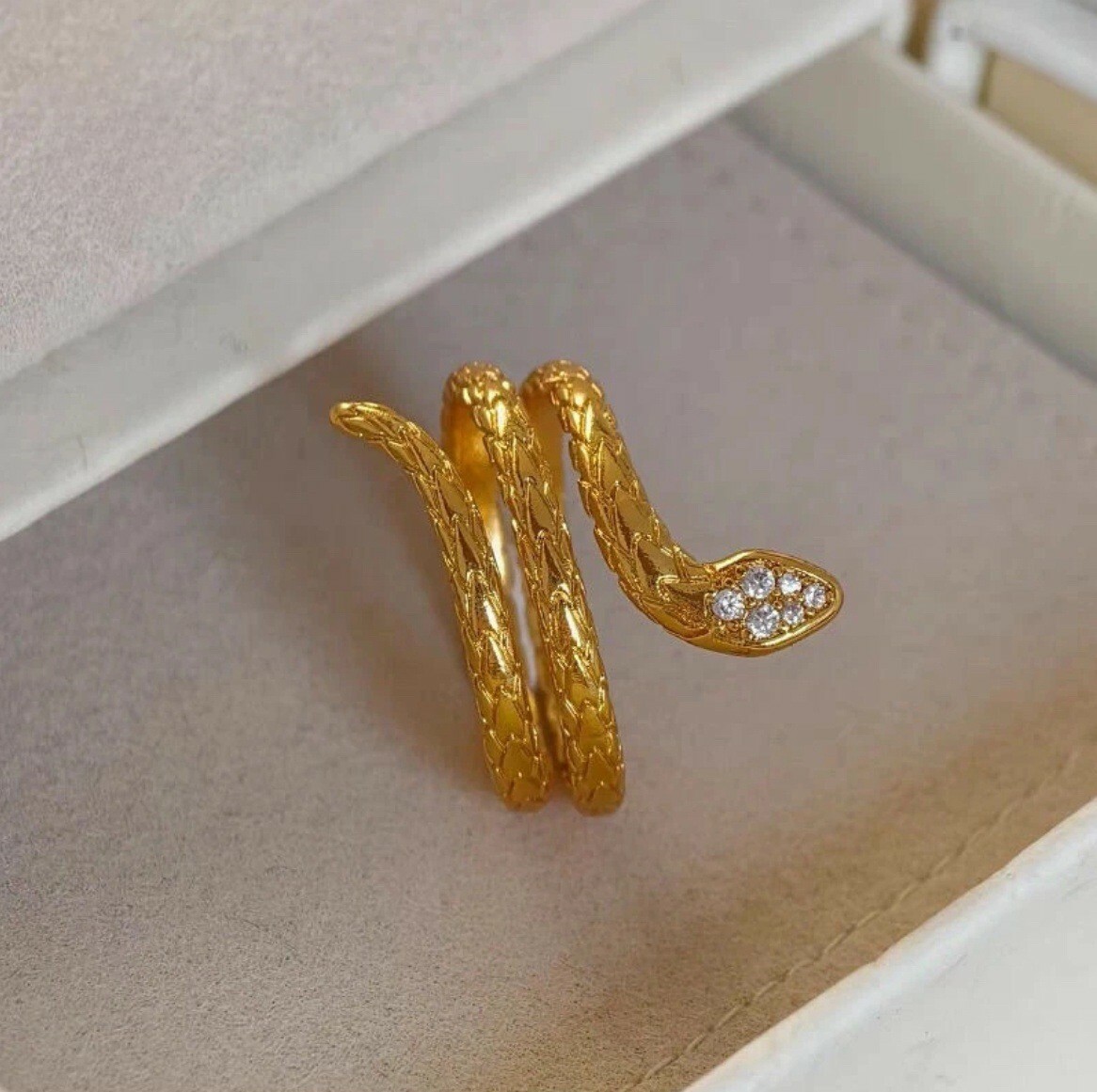 【金輝】多層纏繞靈蛇古法沙金可調戒指