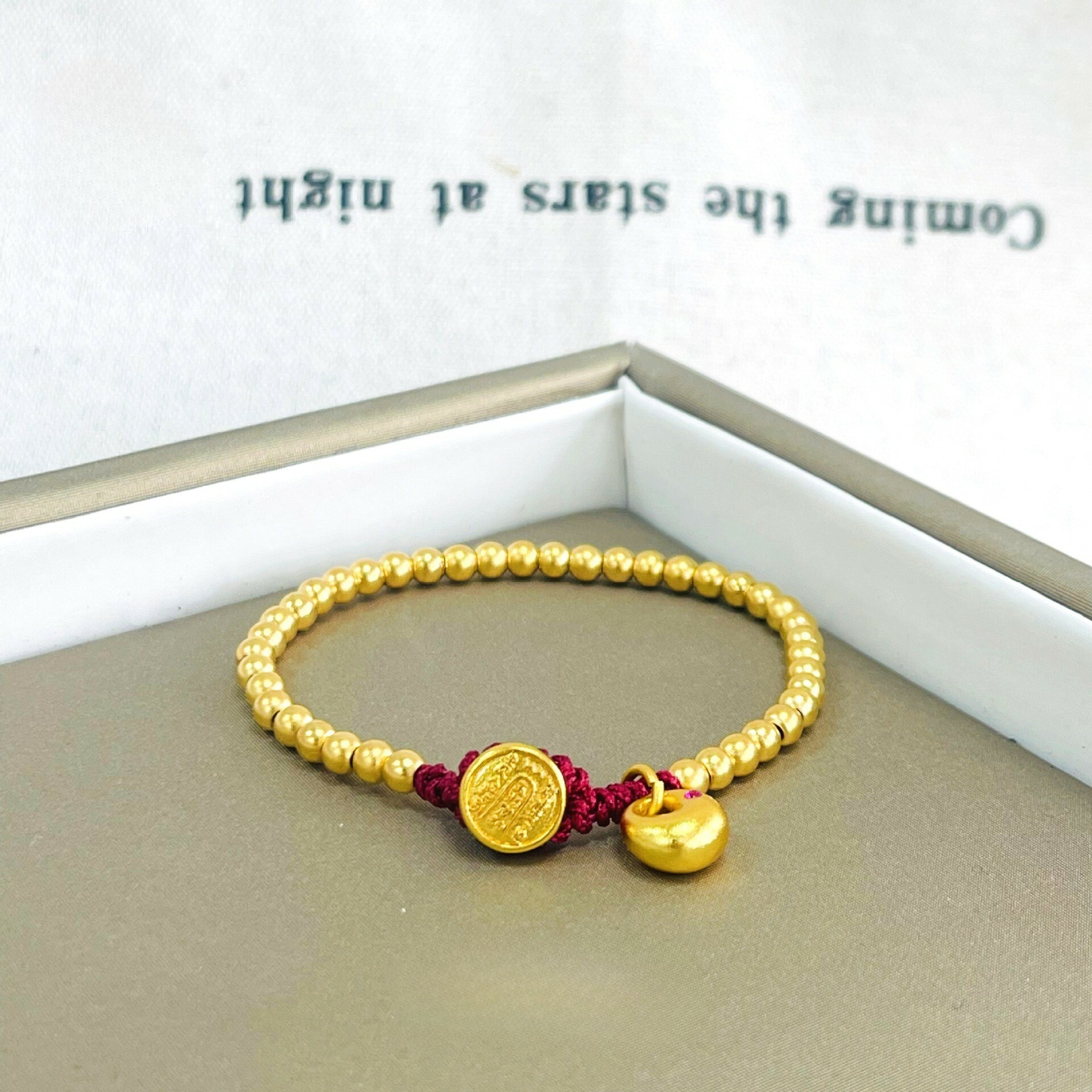 【金輝】福氣轉運招財紅繩古法沙金手鍊