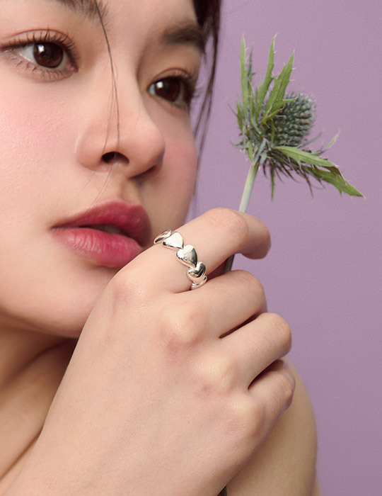 【925純銀】環繞心形可調式戒指