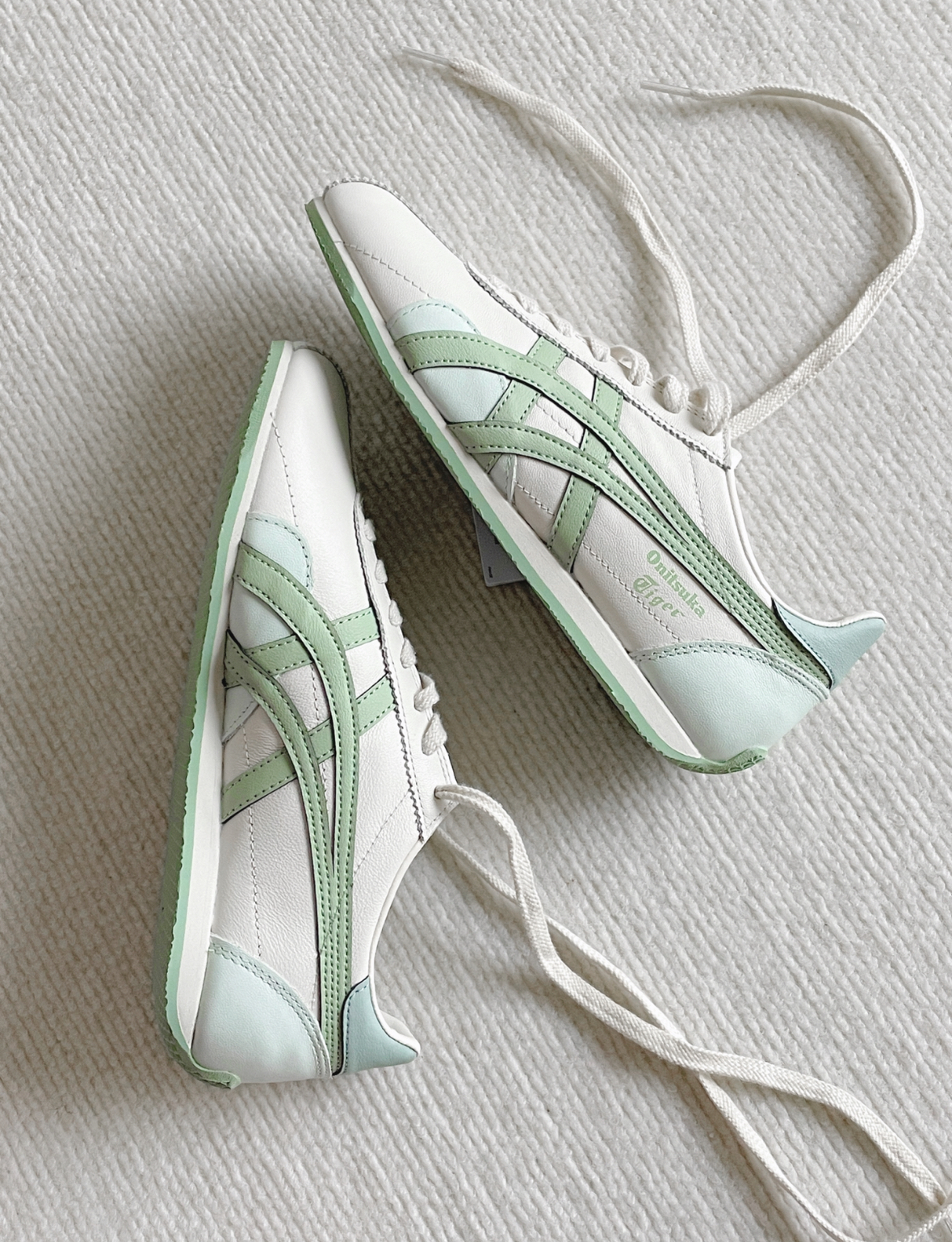 Onitsuka Tiger Runspark 鬼塚虎 綠色 米色 皮革 休閒鞋 1183C442-100/預購