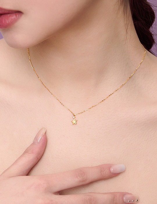 【925純銀】閃耀點鑽紋理項鍊(金)