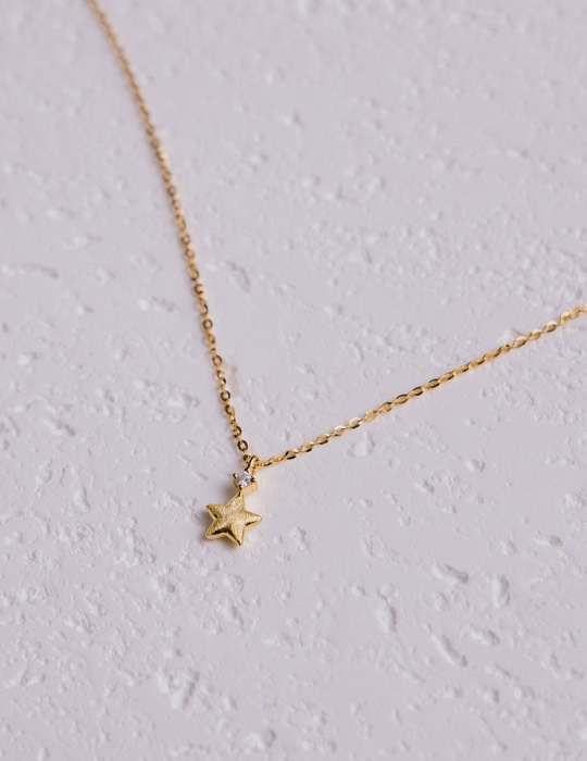 【925純銀】閃耀點鑽紋理項鍊(金)