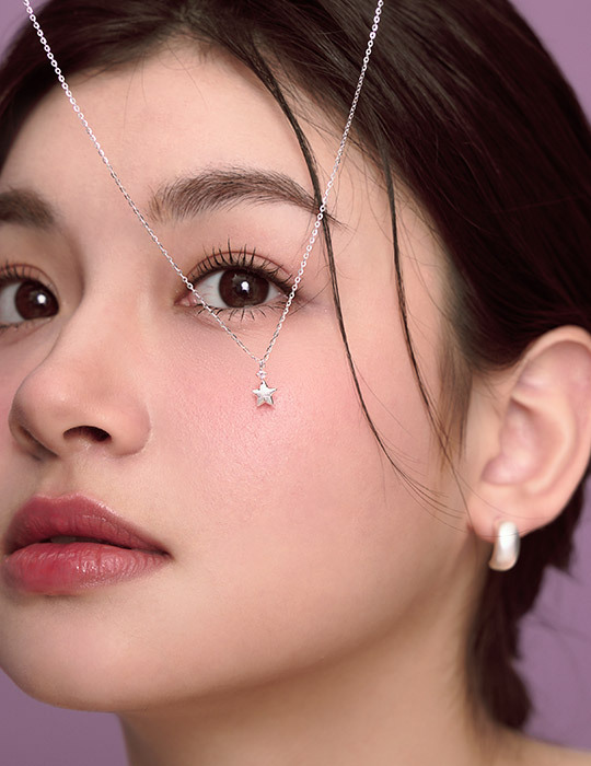 【925純銀】閃耀點鑽紋理項鍊(銀)