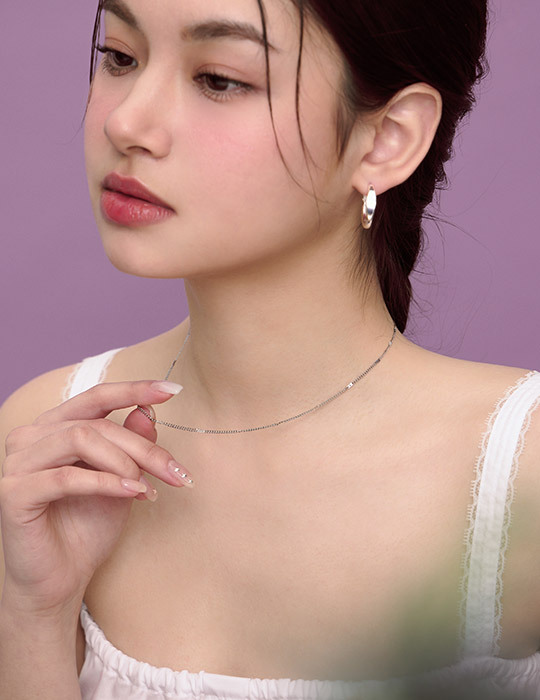 【鈦鋼】設計感扁麻花項鍊(銀)