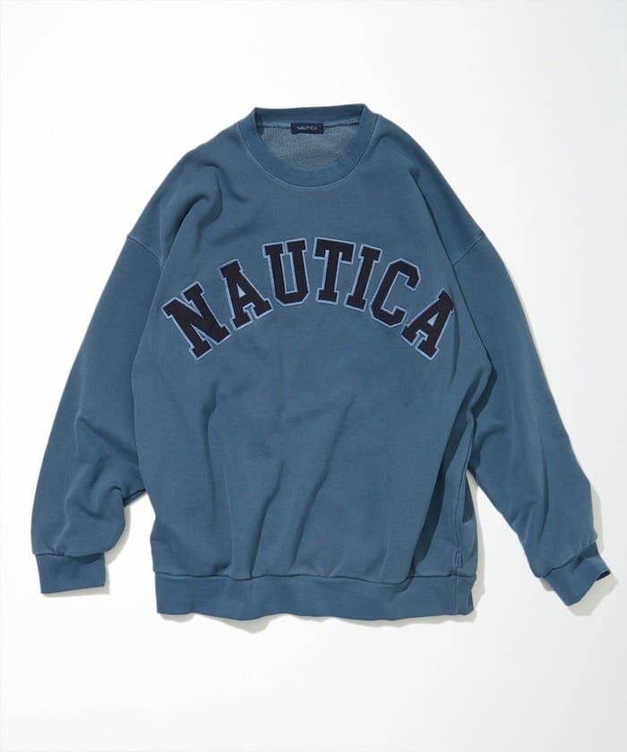 2023AW NAUTICA Pigment Dyed ARCH LOGO SWEATSHIRT 刺繡字體