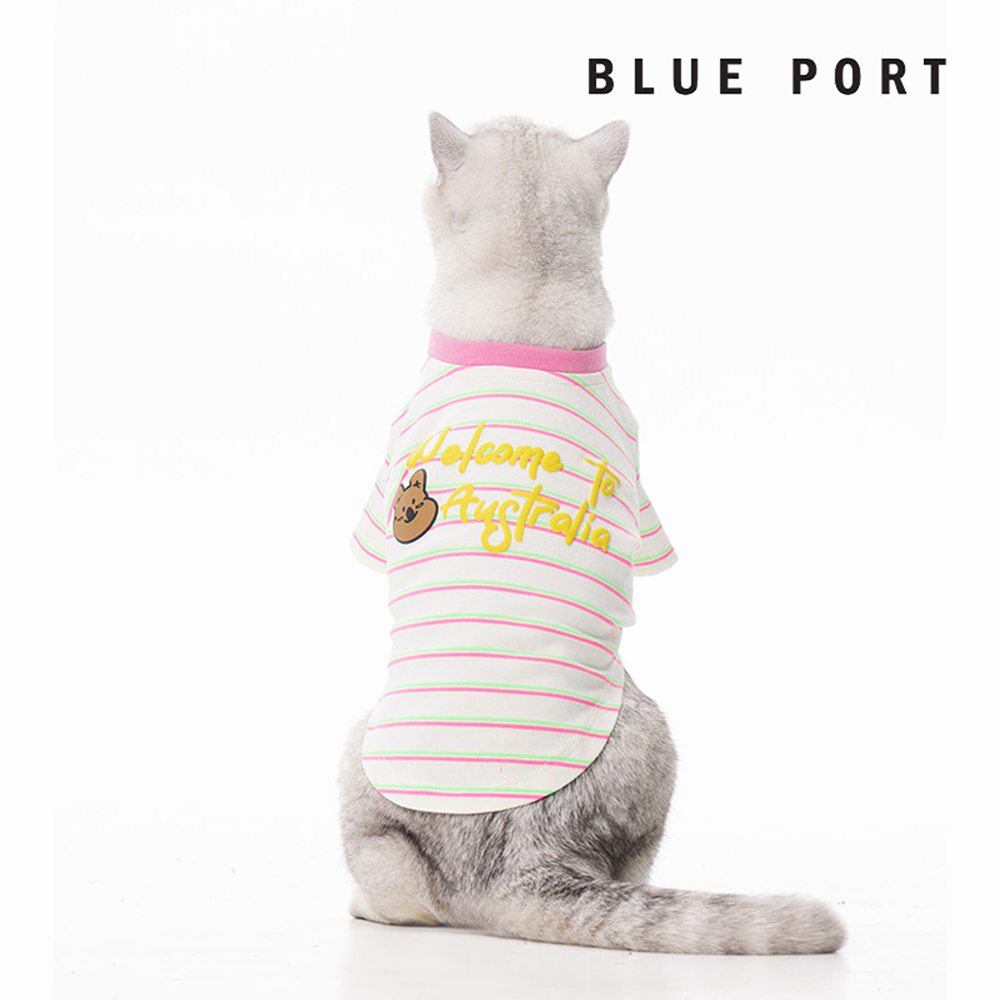 Blue Port - BP條紋印花夏T - 奶油白