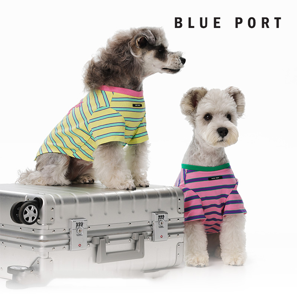 Blue Port - BP條紋印花夏T - 粉紫