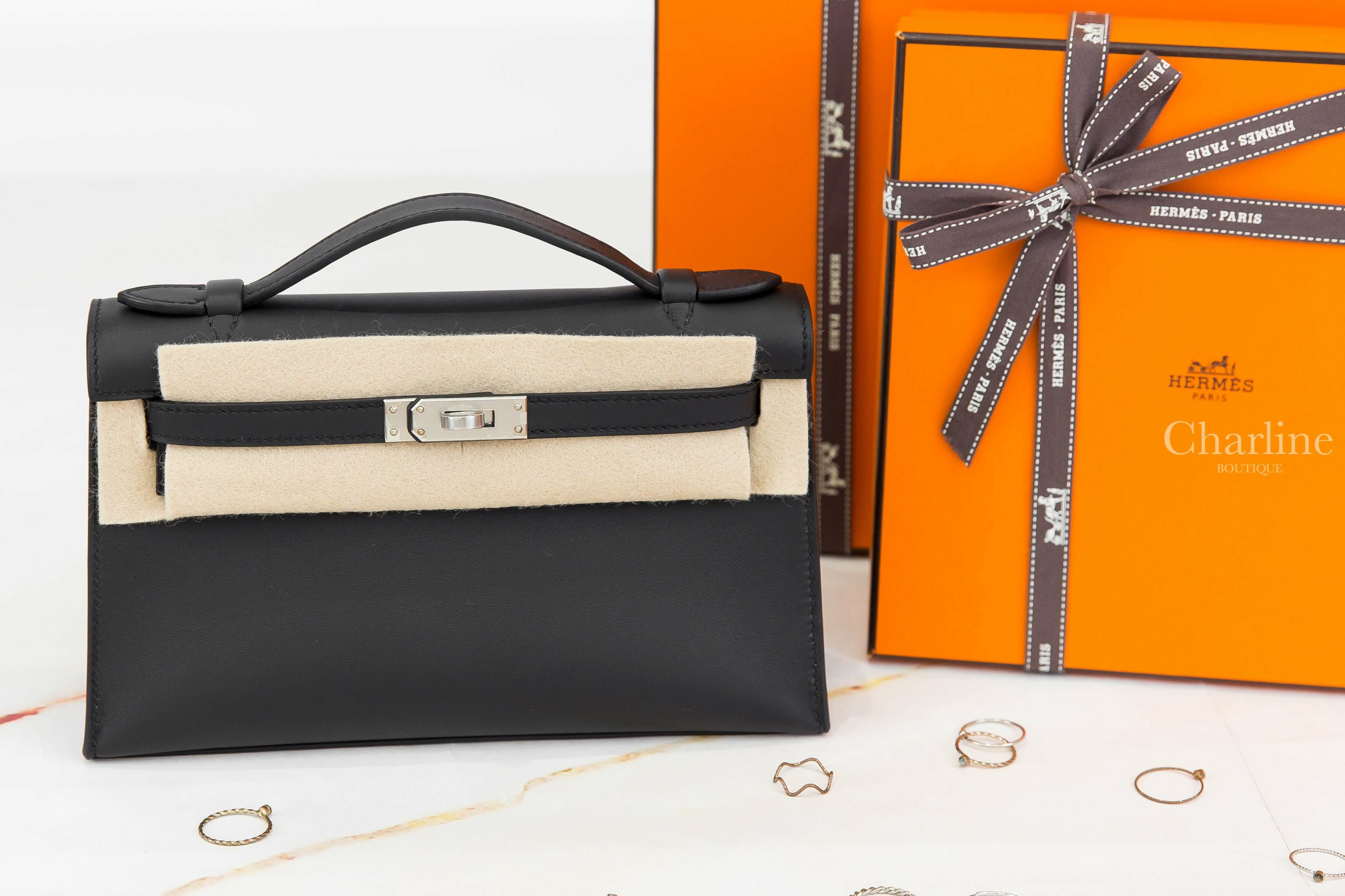 Hermès Mini Kelly Pochette 89 Noir Swift 黑色銀釦迷你凱莉包
