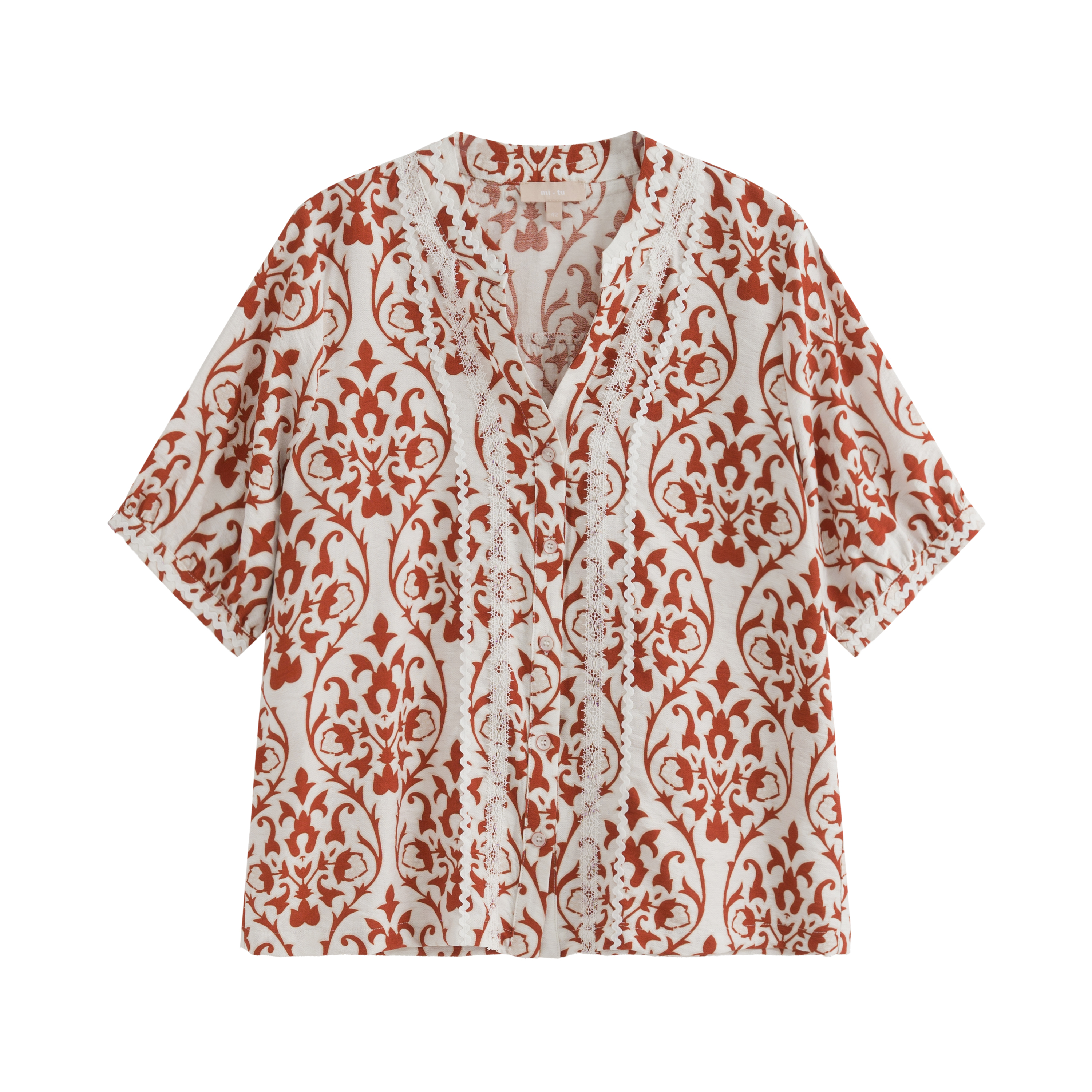 mi-tu 印花V領上衣