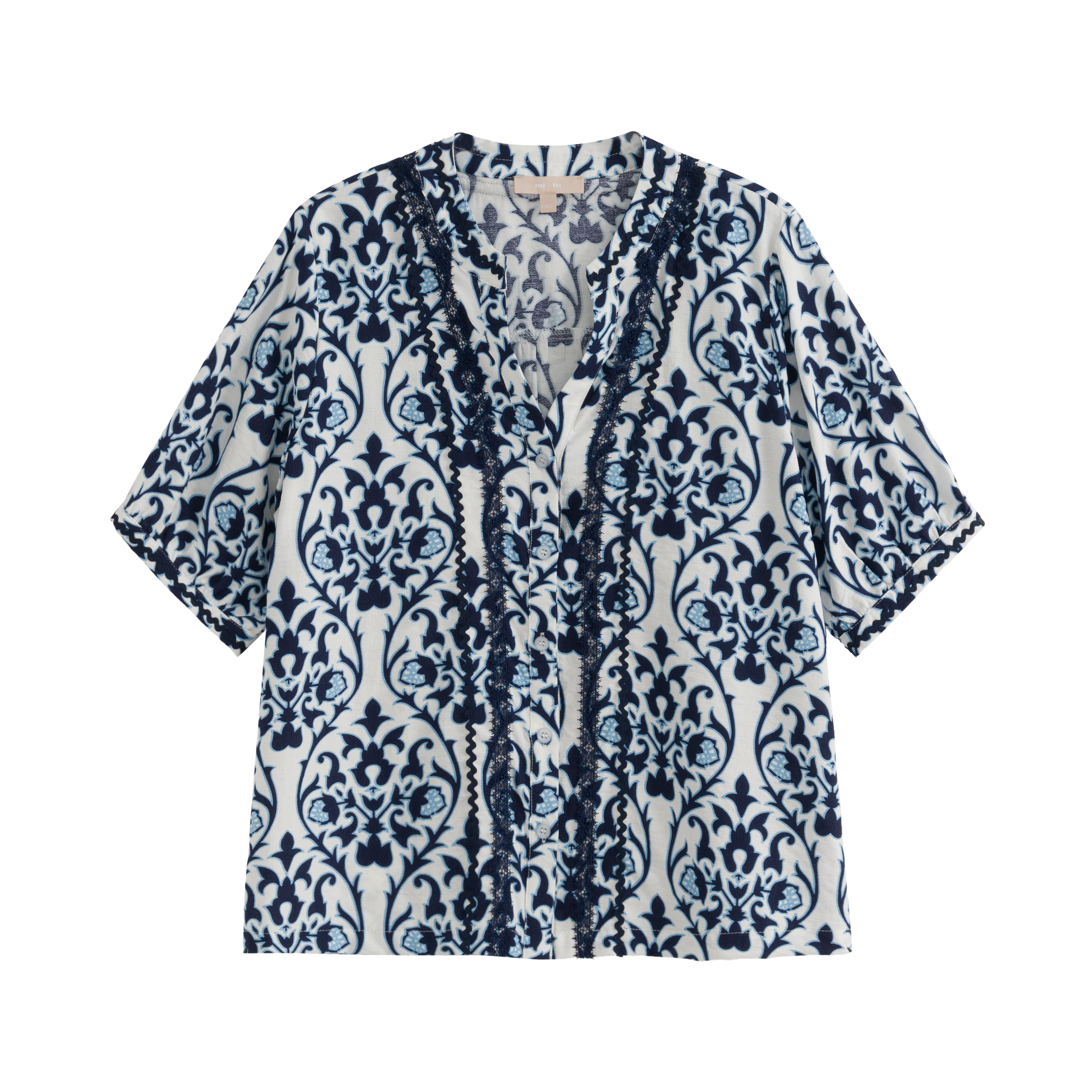 mi-tu 印花V領上衣